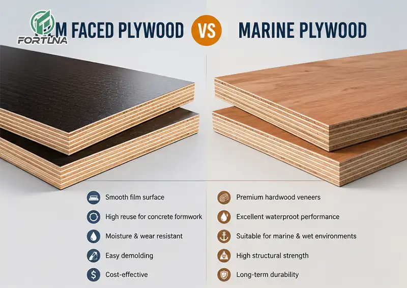 film faced plywood vs marine plywood